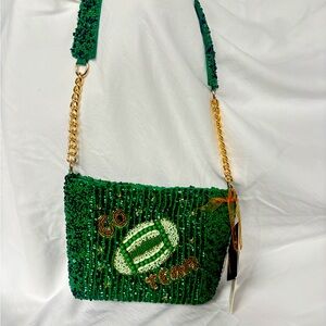 T.J.Maxx Green Sequin Crossbody Bag with Gold Chain
